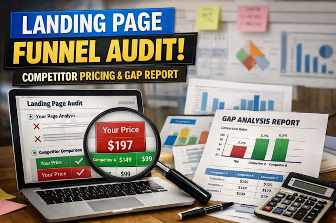 do a landing page funnel audit with competitor pricing and gap report