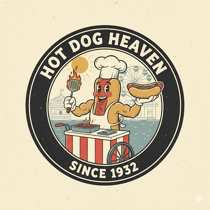 make a hand drawn vintage cartoon logo