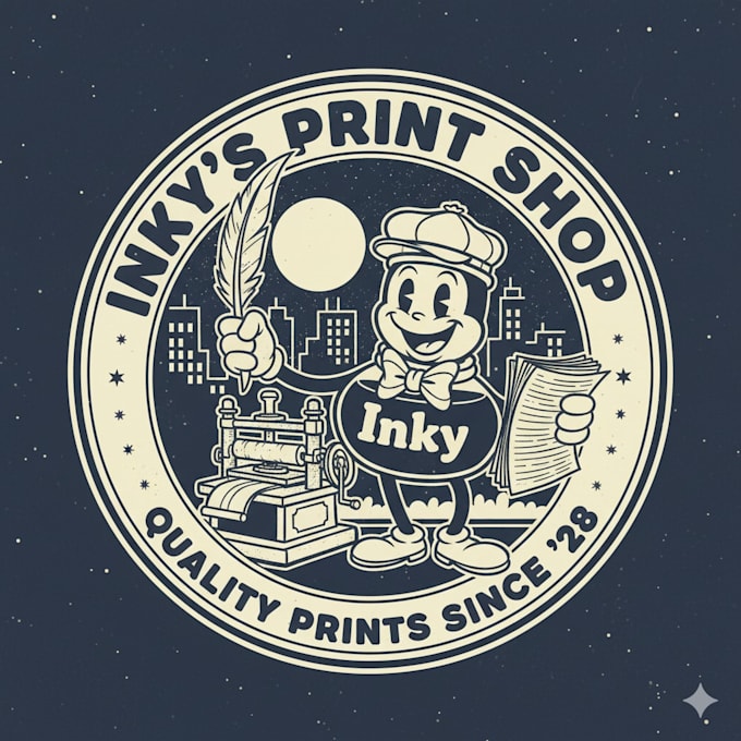 design a rubber hose style cartoon logo