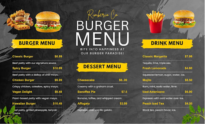 do food menu, drink menu and restaurant menu