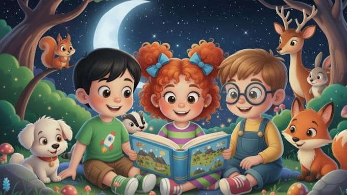 design premium 3d children book illustration and children story book for kids