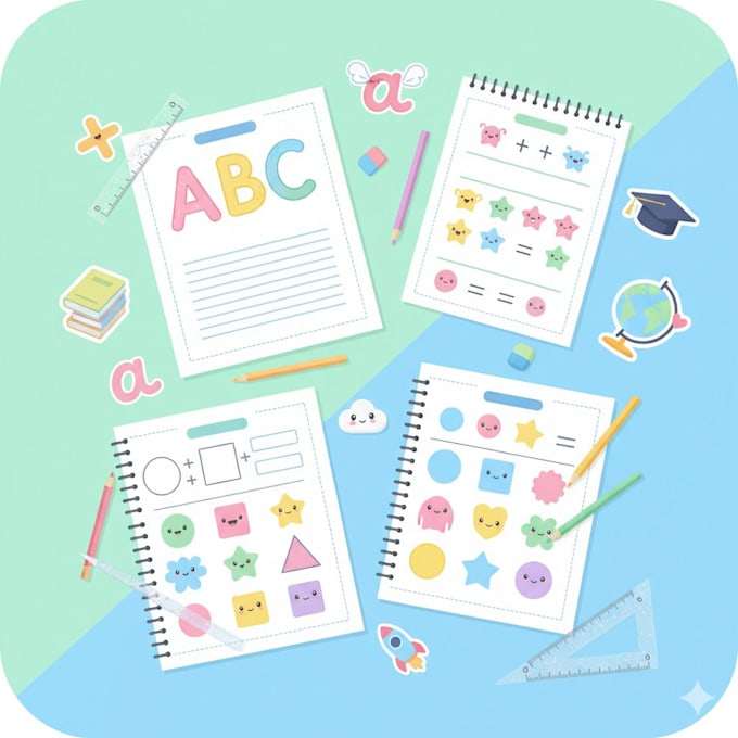 create educational worksheets and powerpoint slides for kids