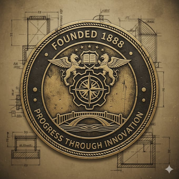 design a vintage engineering logo with classic technical style