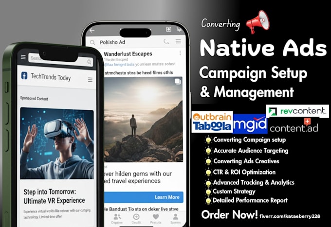 do native ads taboola outbrain revcontent mgid ads campaign setup and management