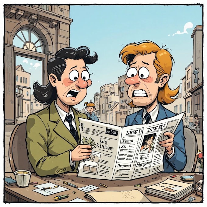 front page wit sharp newspaper cartoon illustrations