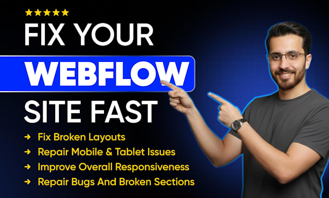 fix clone urgent webflow issues, mobile bugs, layout errors in 24 hours