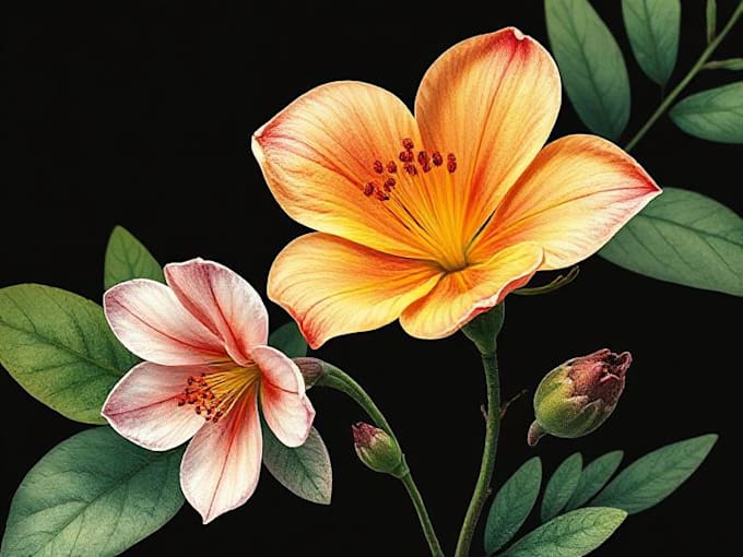 drawn botanical illustration, flower, plant