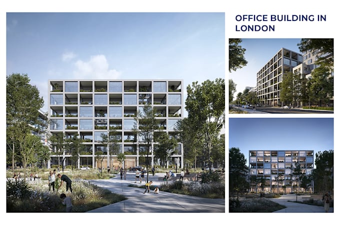 design commercial and office building exterior in 3d