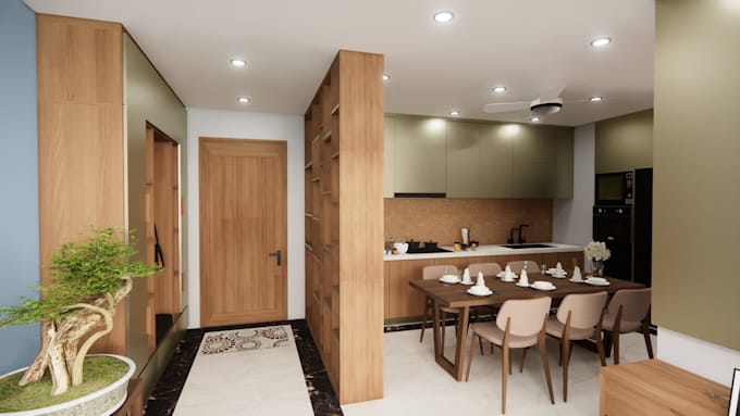 create realistic 3d models interior, office, showroom design