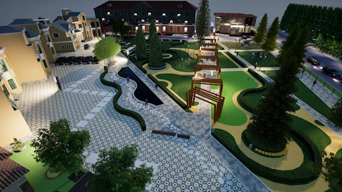 design landscape, garden, backyard, terrace with pool