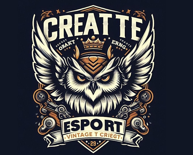 create vintage t shirt owl king logo