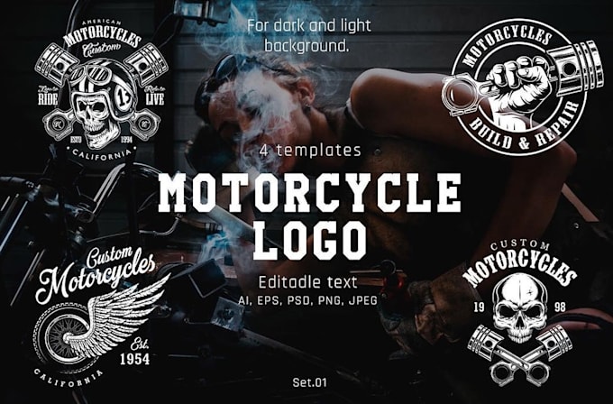 draw custom motorcycle garage logo illustration for tshirt