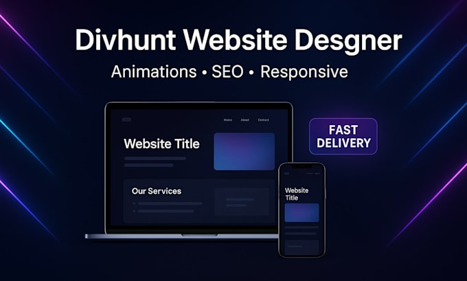 design responsive website on divhunt with animations divhunt landing page