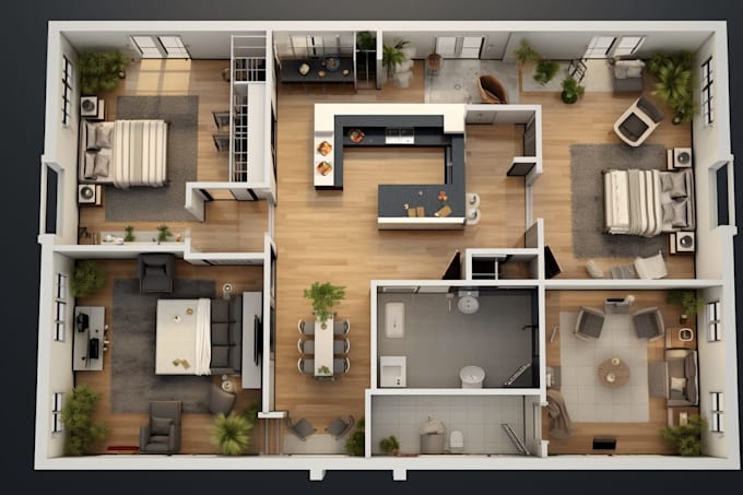 do 3d virtual staging floor plan within 24 hours