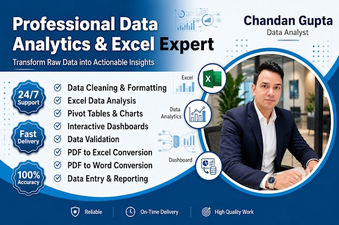 create excel reports, data analysis and dashboard specialist