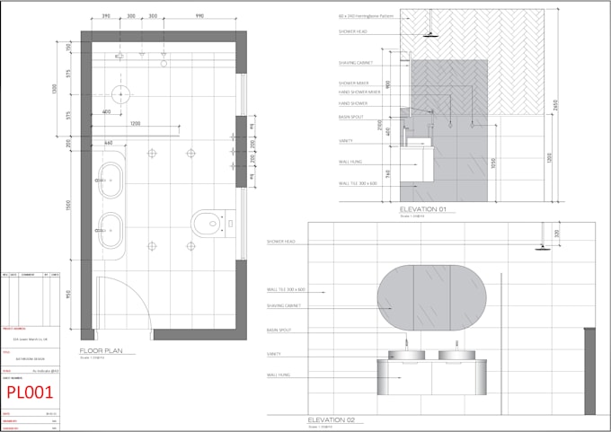 draw architectural drawings of your bathroom