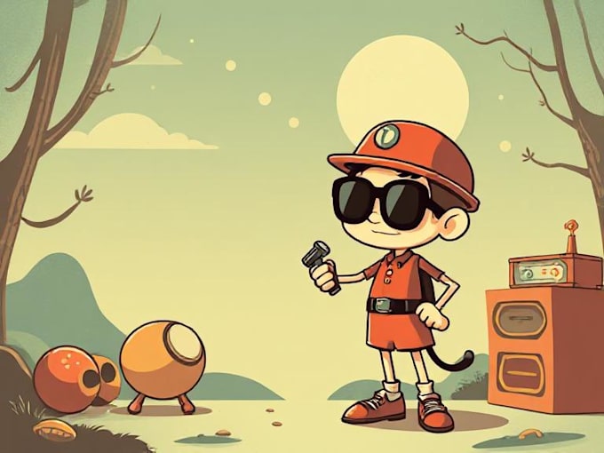 draw retro vintage illustration cartoon character