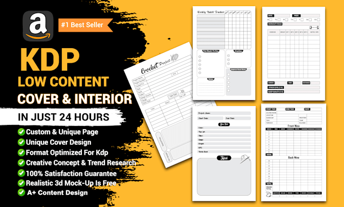 create unique KDP low content book interiors and covers that sell fast