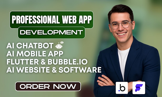 Develop ai powered flutterflow mobile app, flutter or bubble io web app ...
