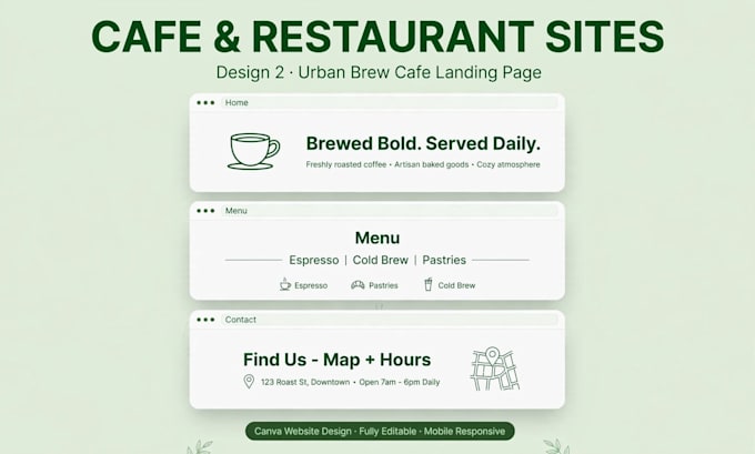 make a canva website design and canva landing page