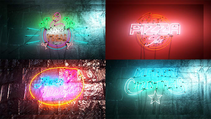 create a custom 3d neon sign logo animation for you