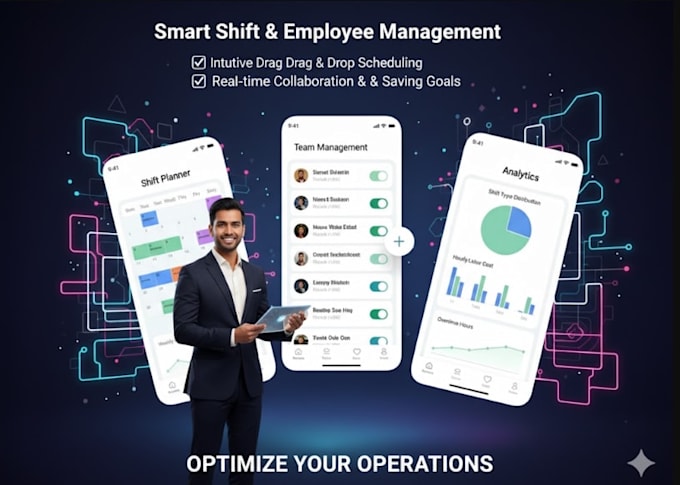 develop shift management app, staff shift planner app, employee scheduling web