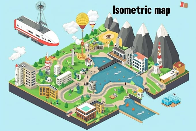 draw a awesome vector or isometric map illustration