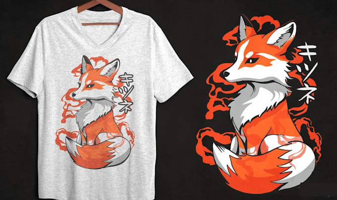make professional vector t shirt fox kitsune logo
