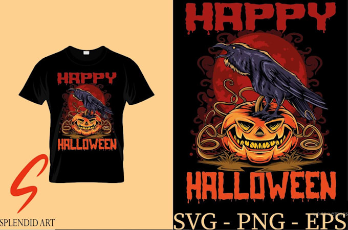 make custom horror halloween logo and t shirt vector design