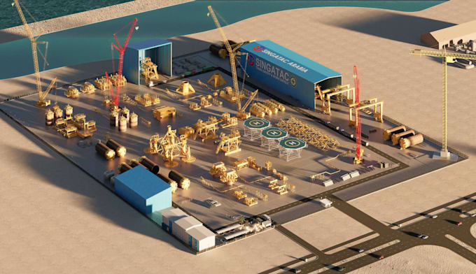 do 3d modeling, rendering, and flythrough for your industrial facility