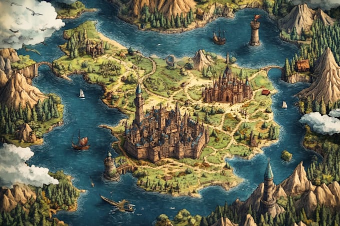 Fanatsy Mapbook Water Make a fantasy map for your book by Jessieventuras | Fiverr