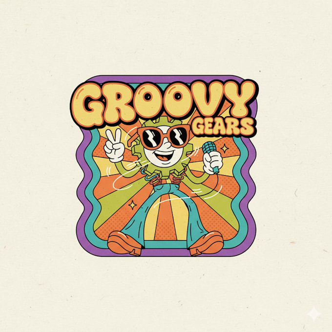 design a funky retro animation style logo