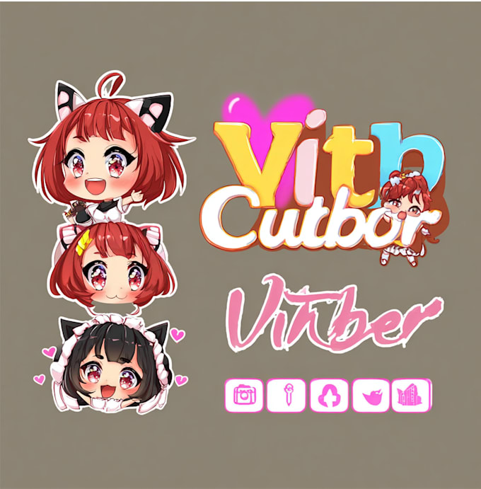 create cartoon chibi logo for vtuber design