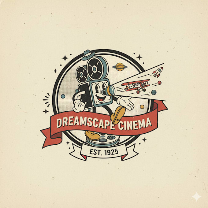 create a nostalgic retro cartoon emblem
