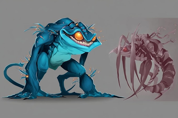 draw a fantasy creature, monster, alien in my style