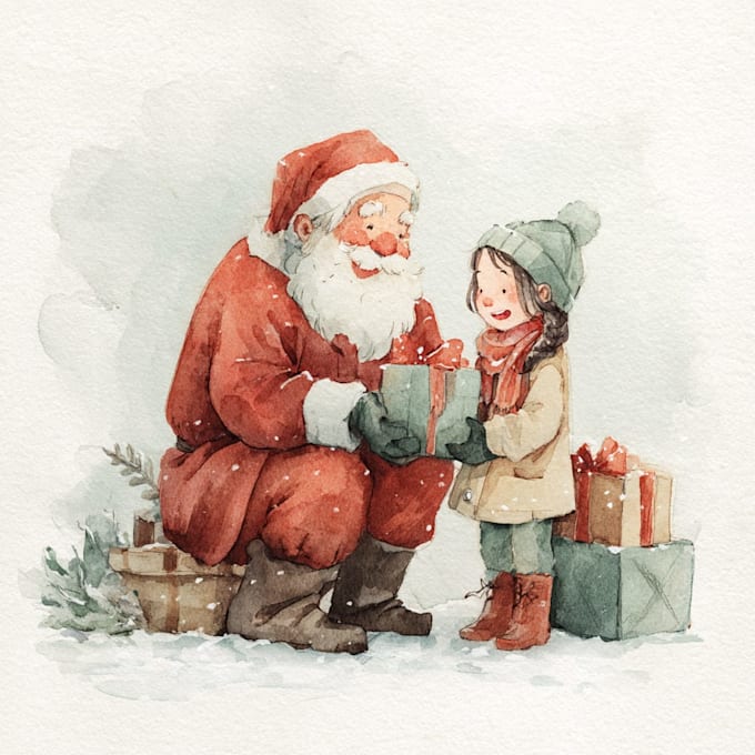draw christmas card, invitation with watercolor