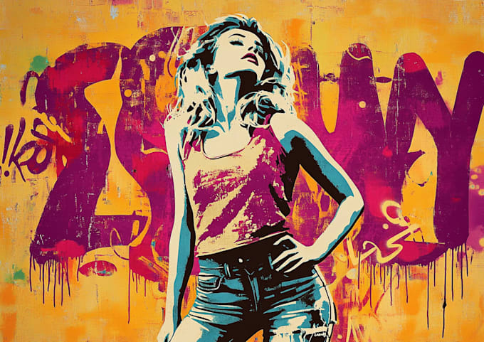create a multi layer stencil illustration for wall spray