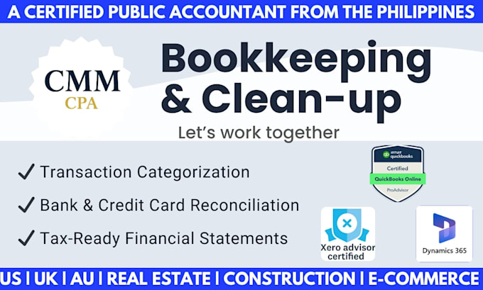 be your expert quickbooks, xero, d365 accountant CPA from ph