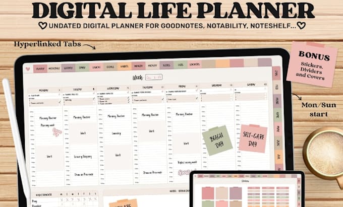 digital planner hyperlinked planner daily planner etsy digital product etsy seo