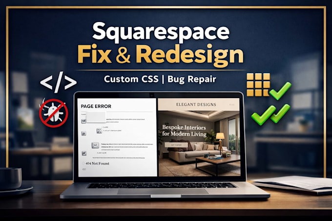 fix squarespace errors, redesign pages, and custom code CSS updates