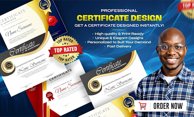 design a professional certificate, diploma or award design