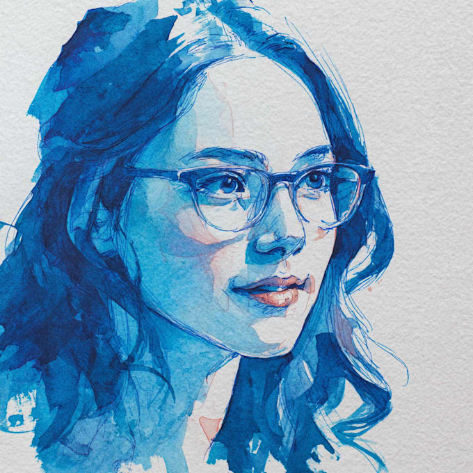 illustrate watercolor portrait illustration