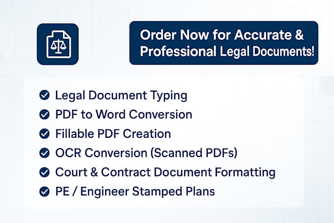 do book formatting and convert legal document, scanned PDF to editable word file