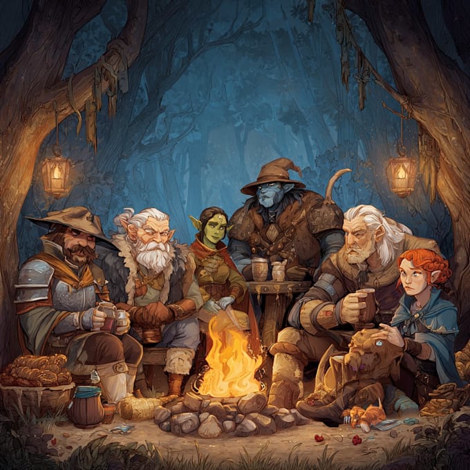draw dnd character design and illustration