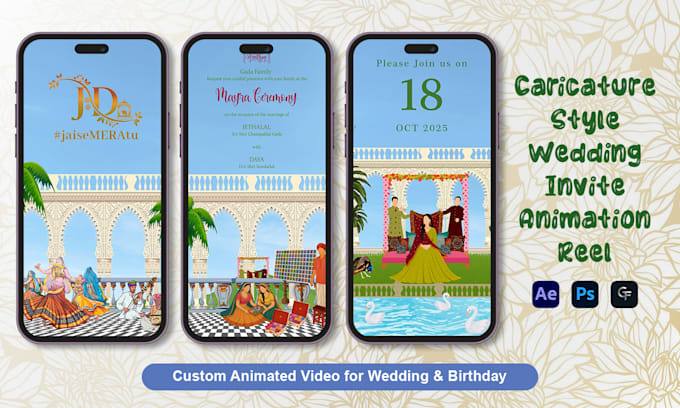 make caricature wedding invite video