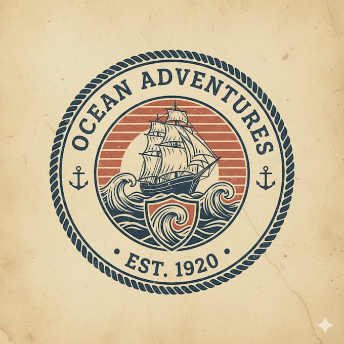 design a vintage boat logo with classic nautical charm