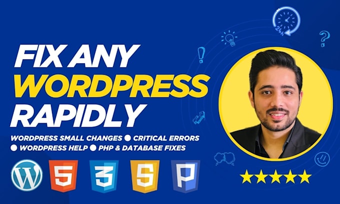 do wordpress small changes, wordpress help, and fix critical errors