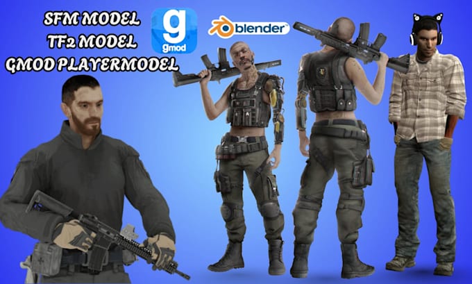 Do vrchat avatar, sfm model, gmod playermodel, vroid, mmd tf2 model ...