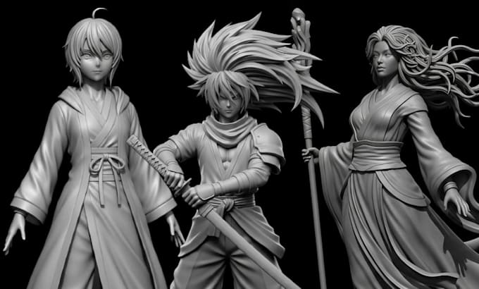 do 3d anime figure, 2d to 3d model, custom figurine and diorama for 3d printing