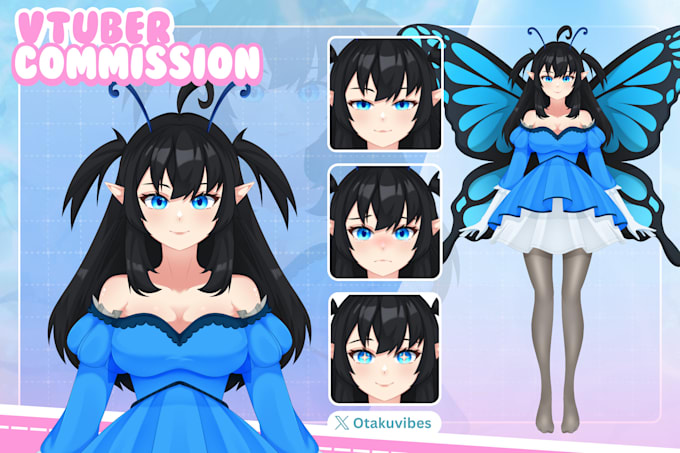 design quality 2d vtuber model, live2d vtuber rigging 2d model